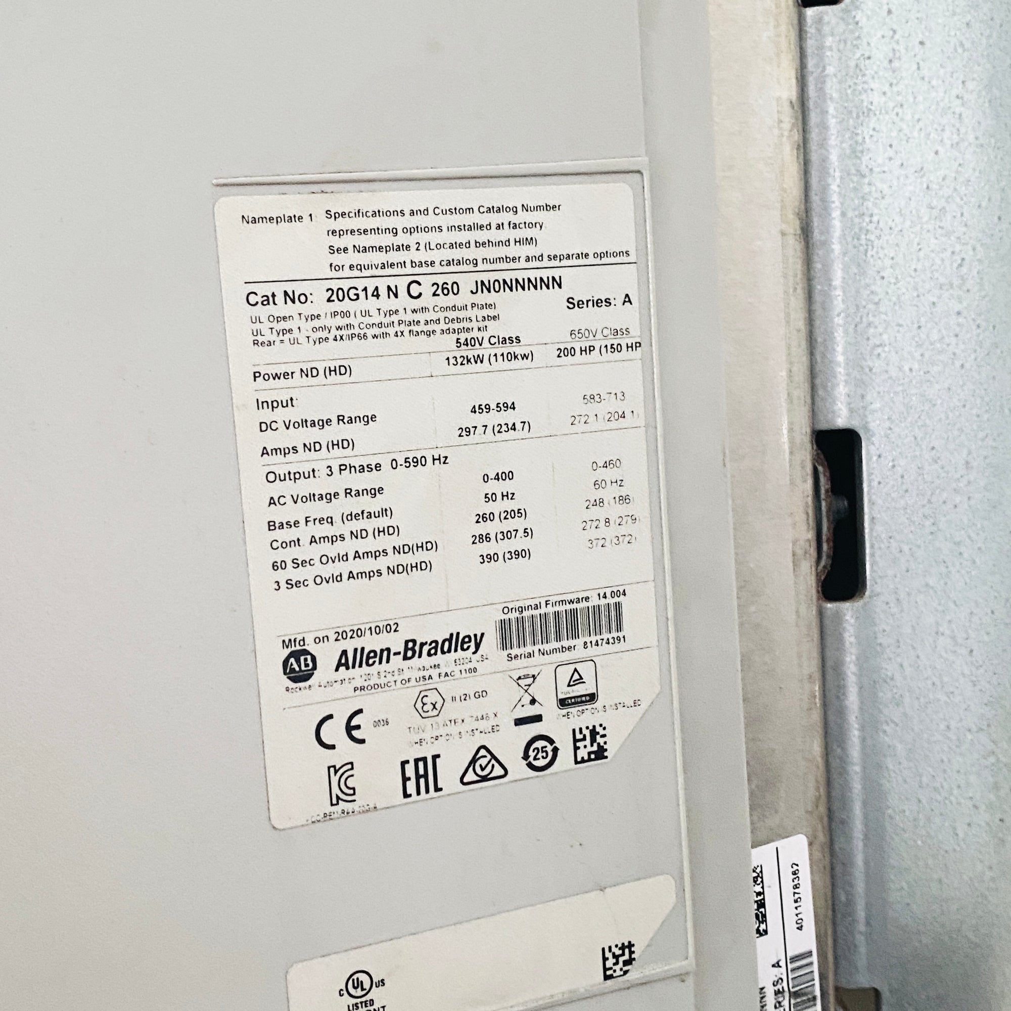 Allen Bradley 20G14NC260JN0NNNNN 頻率