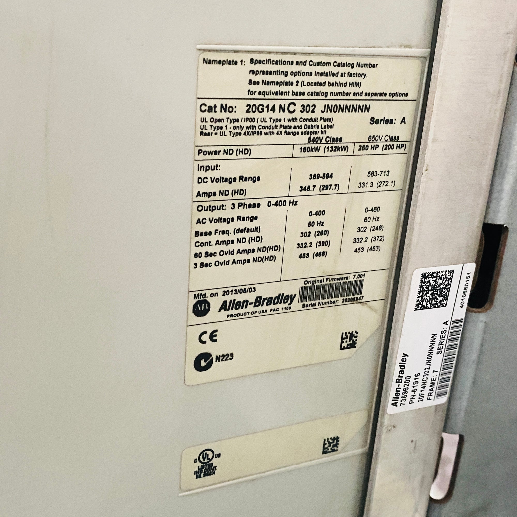 Allen Bradley 20G14NC302JN0NNNNN Powerflex 755 交流變頻器