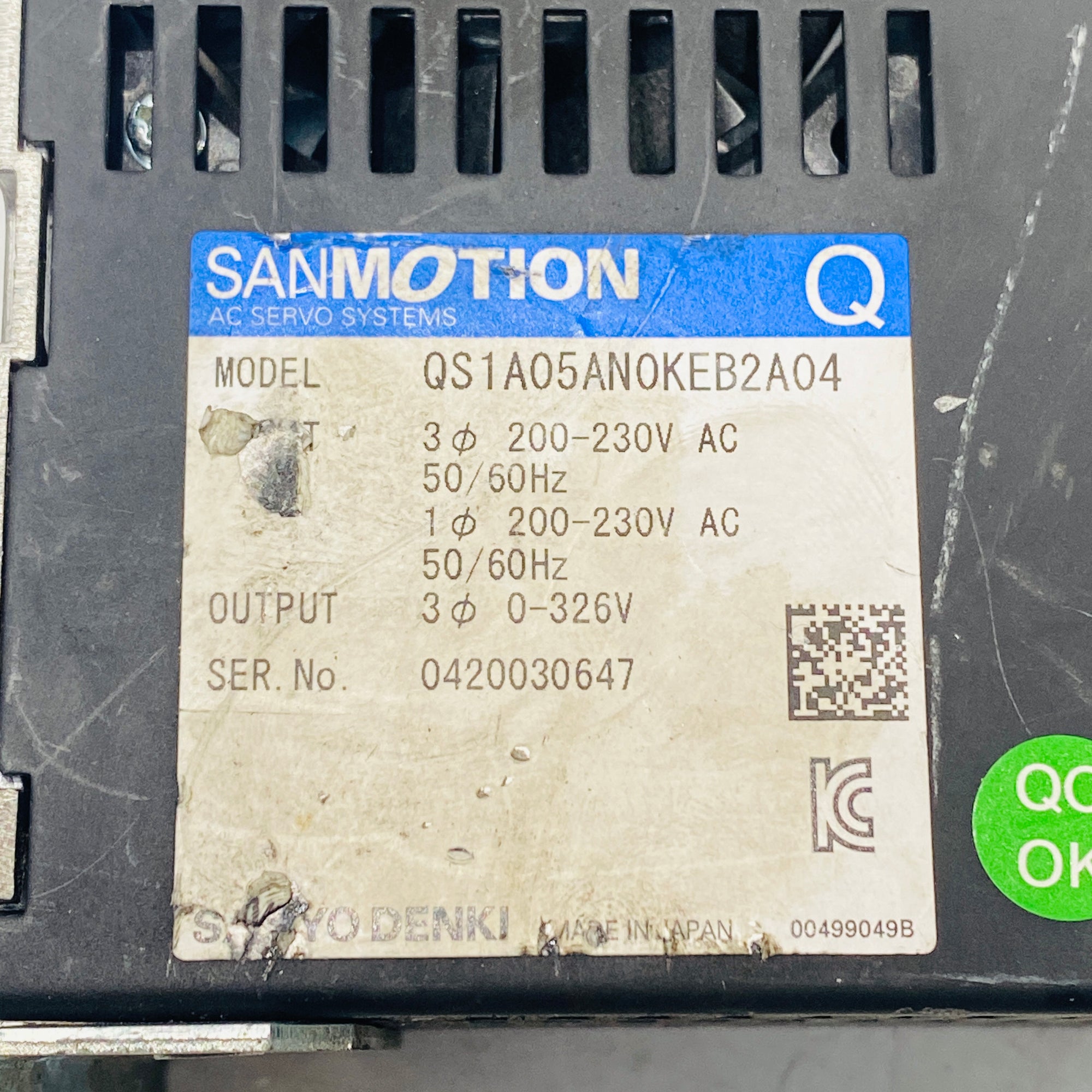 三洋馬達SANMOTION QS1A05AN0KEB2A04交流伺服驅動器