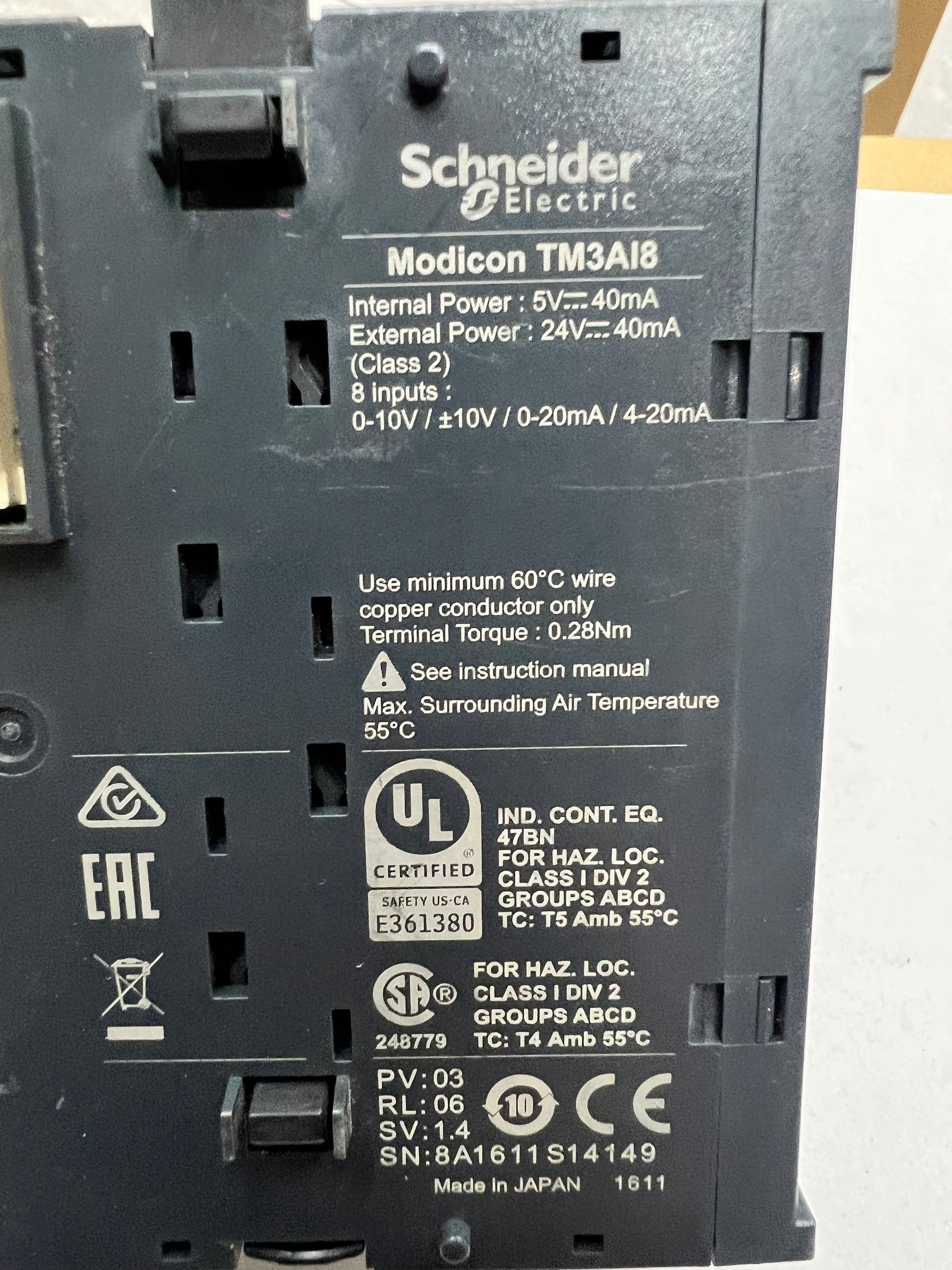 施耐德電機TM3AI8類比量模組
