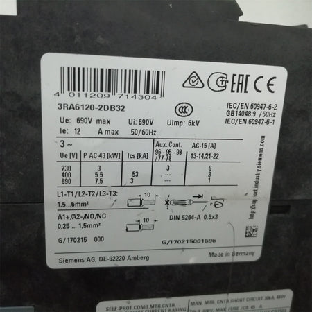 Siemens Direct Starter 3RA6120-2DB32 Kompaktabzweig/Direktstarter - Rockss Automation