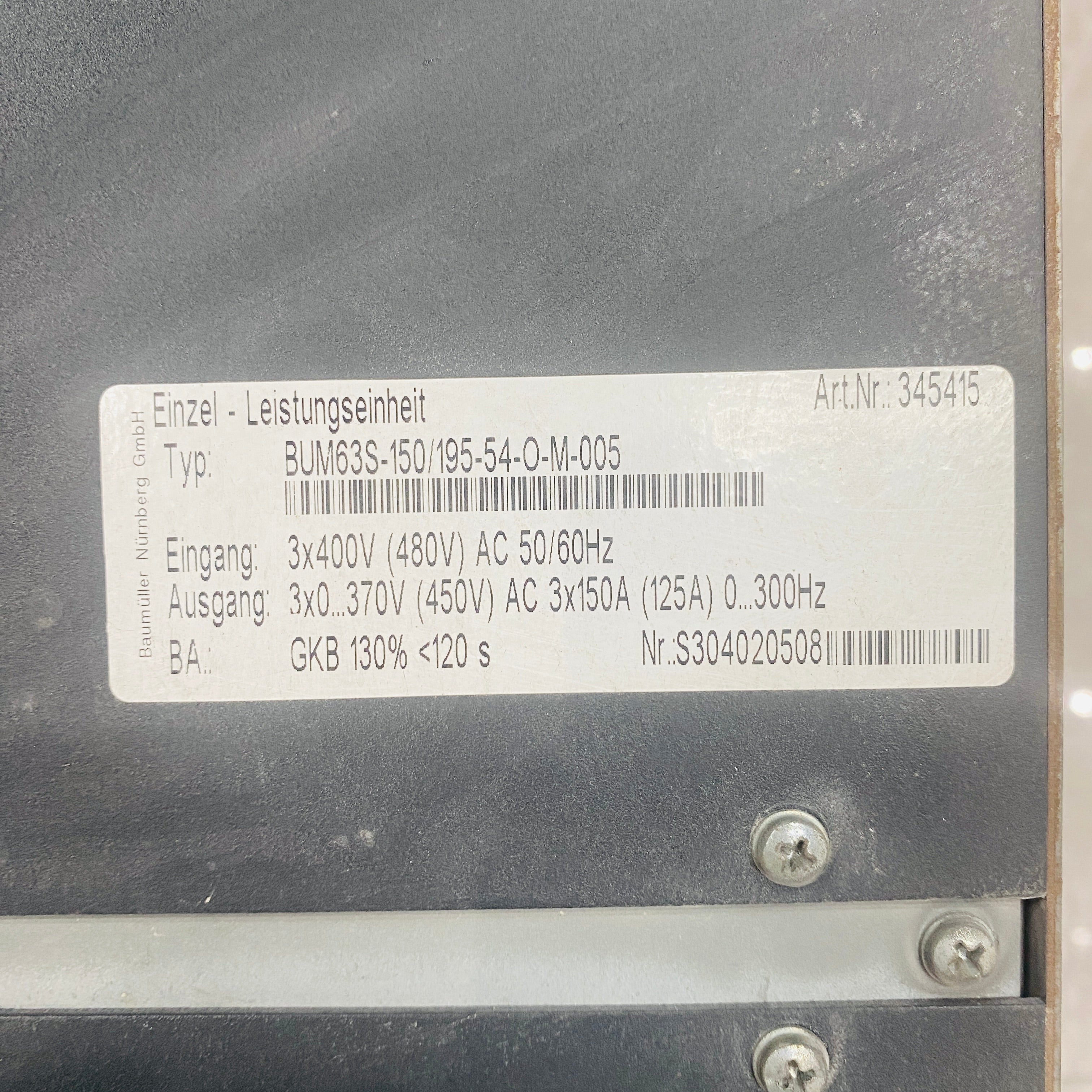 Baumuller BUM63S-150/195-54-O-M-005 Drive