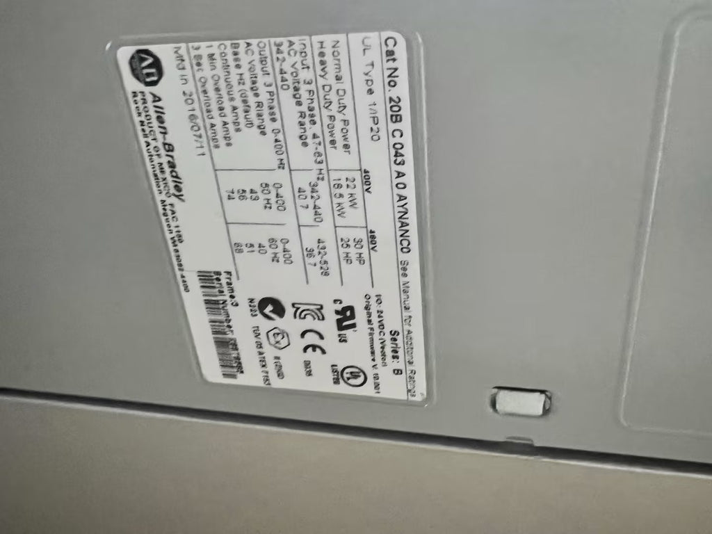 Allen Bradley 20BC043A0AYNANC0 PowerFlex 700交流驅動器