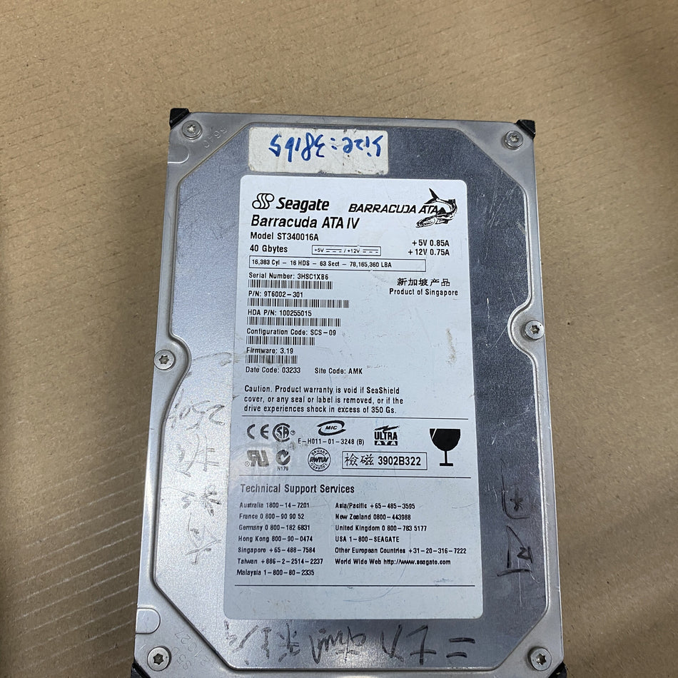 希捷 ST340016A 40G 硬碟