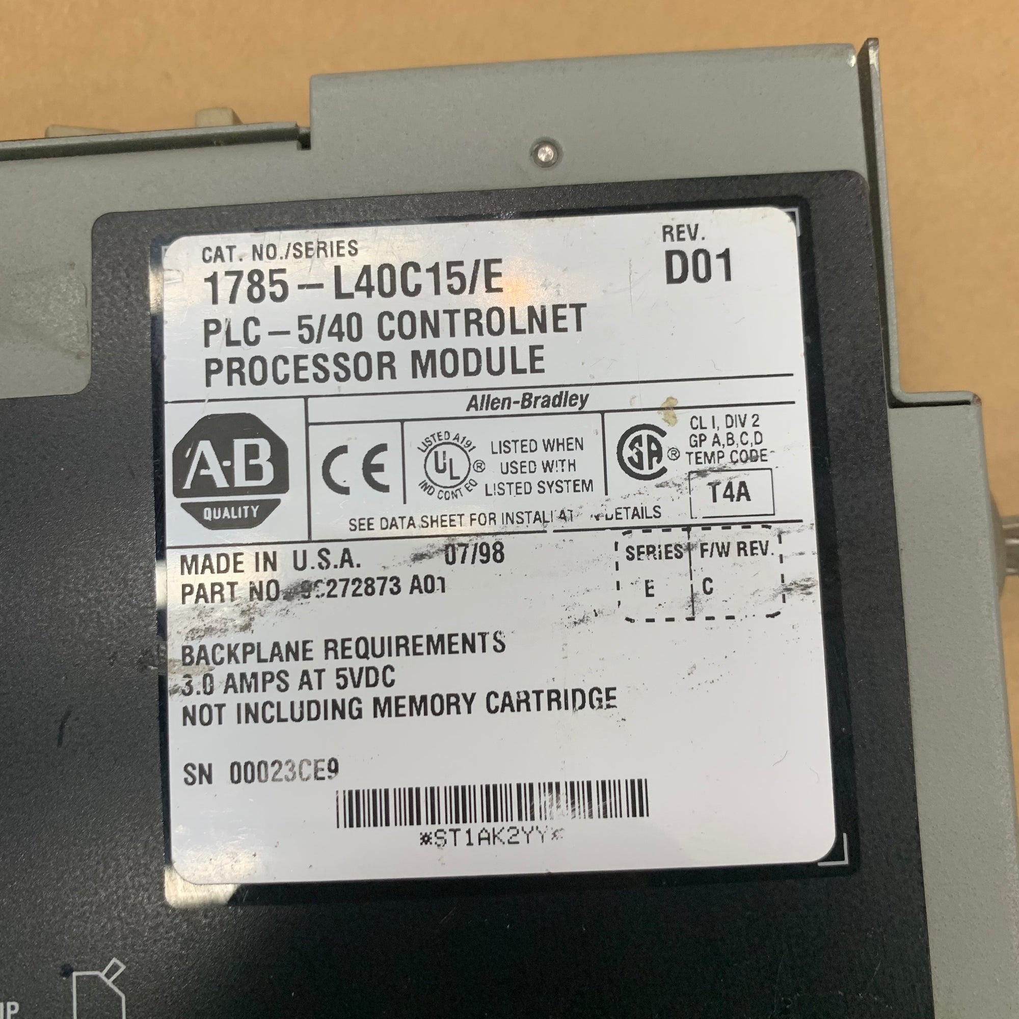 Allen Bradley 1785-L40C15/E 1785-L40C15 E系列ControlNet處理器模組