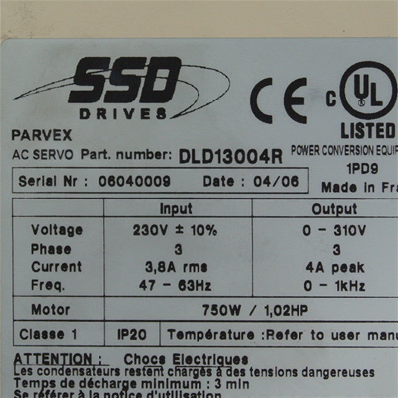 Parker DLD13004R Servo Drive Input 230V