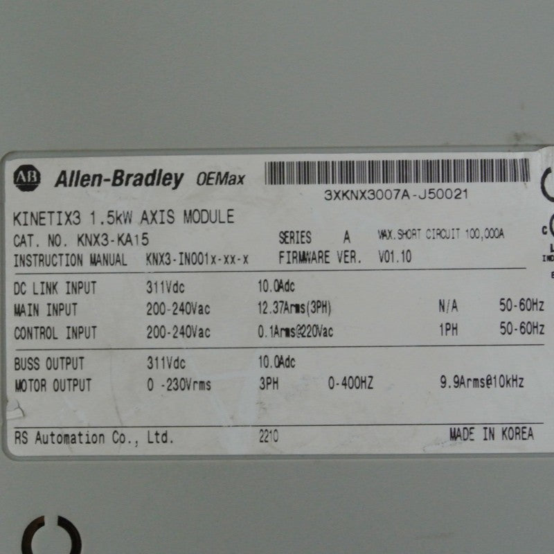 Allen Bradley KNX3-KA15 Kinetix3 1.5kW Axis Module