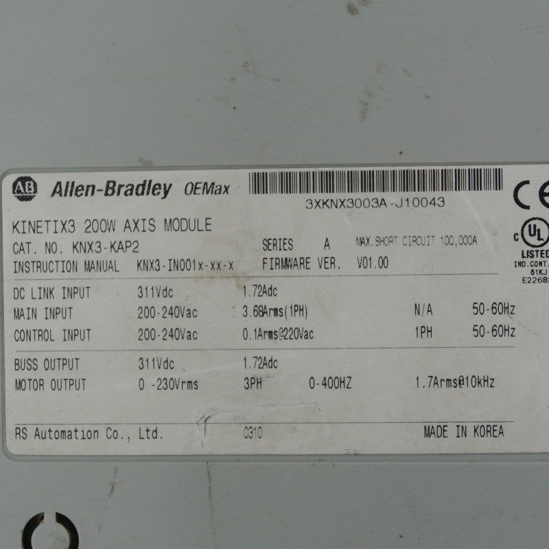 Allen Bradley KNX3-KAP2 Kinetix3 200W軸模組
