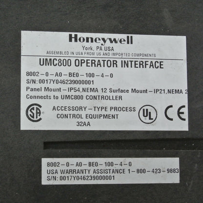 Honeywell  UMC800 8002-0-A0-BE0-100-4  control equipment