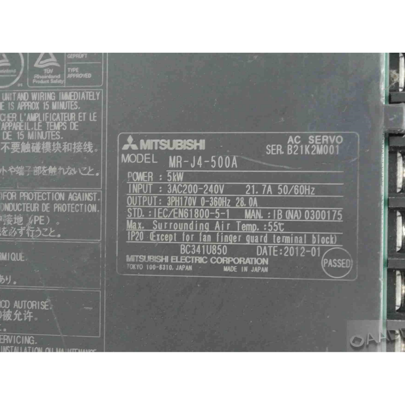 Mitsubishi MR-J4-500A AC Servo Drive 5kW Input 200-240V