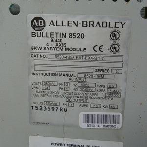 Allen Bradley 8520-4S5A-BAT-EX4-S-1-7 Bulletin 8520 Servo Controller