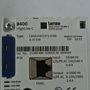 Lenze E84AVHCE3712SX0 Inverter Drives Input 230/240V 370W