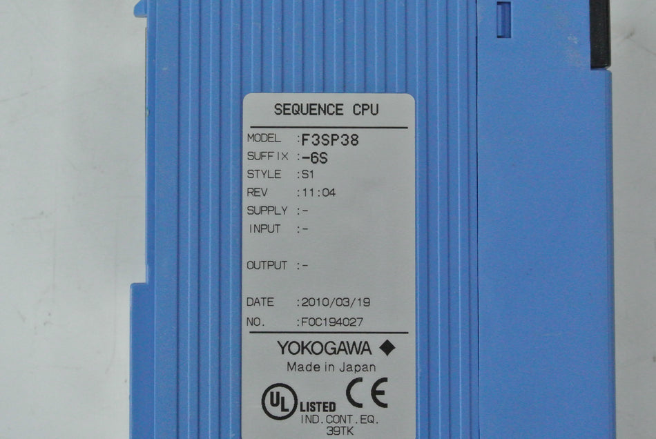 Yokogawa F3SP38-6S CPU Module