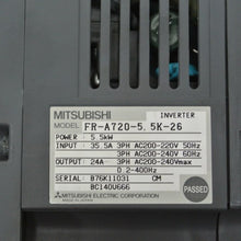 Load image into Gallery viewer, Mitsubishi FR-A720-5.5K-26 Inverter 5.5kW 200-240VAC