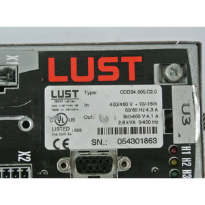 Lust CDD34.005.C2.0 Servo Drive Input 400/460V +10/-15%