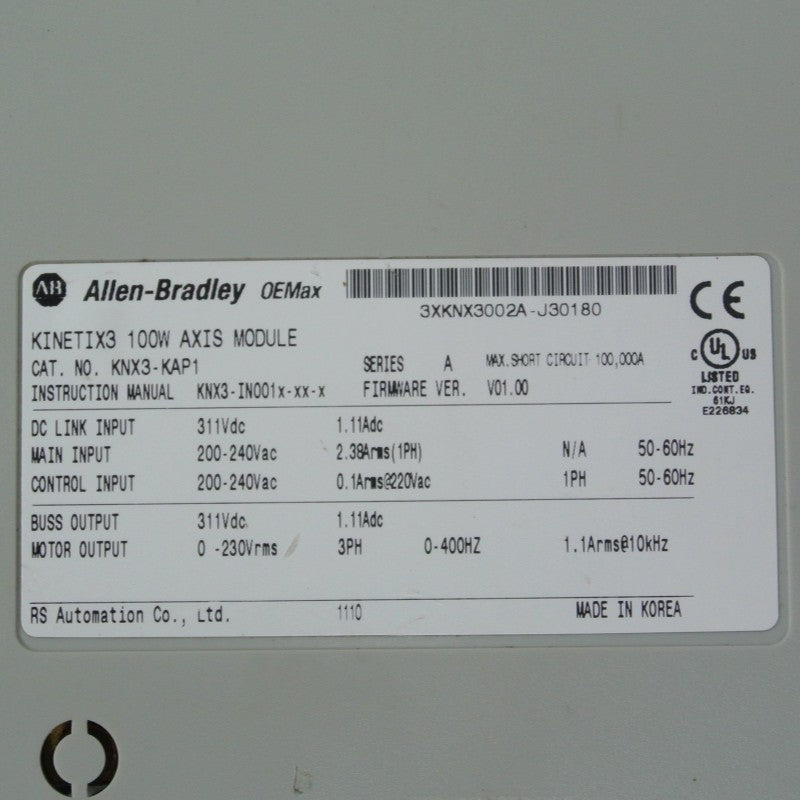 Allen Bradley KNX3-KAP1 Kinetix3 100W軸模組