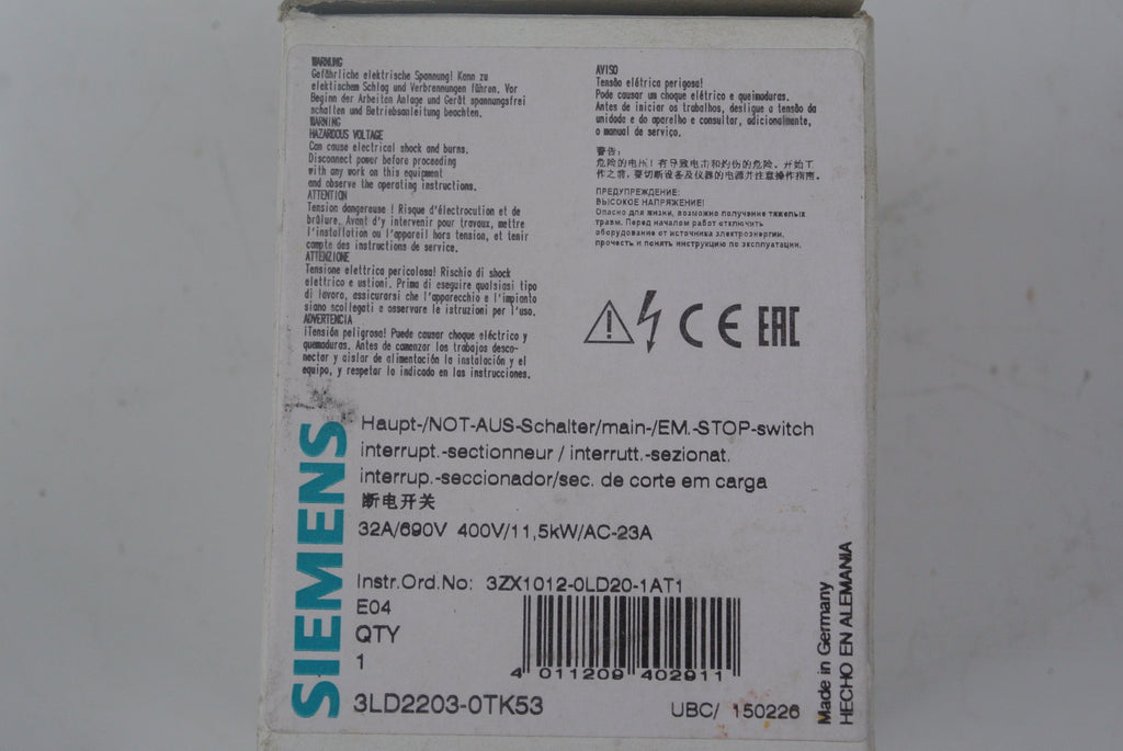 西門子 3LD2203-0TK53 隔離開關
