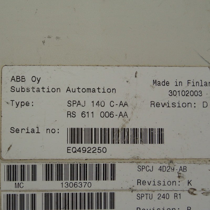 ABB SPAJ140C-AA 過電流和接地故障繼電器