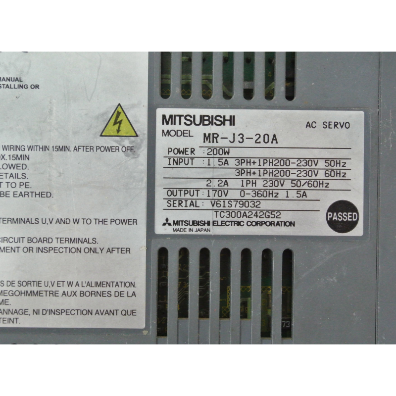 三菱MR-J3-20A交流伺服驅動器200W輸入200-230V