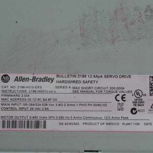 Allen Bradley 2198-H015-ERS Bulletin 2198 12.5Apk Servi Drive