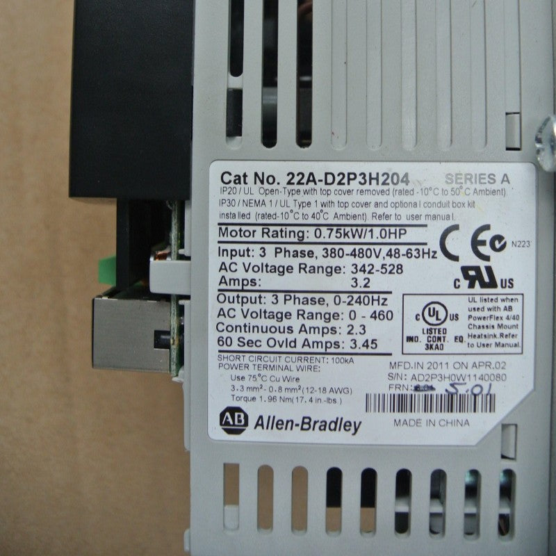 Allen Bradley 22A-D2P3H204 Power Flex逆變器 750W