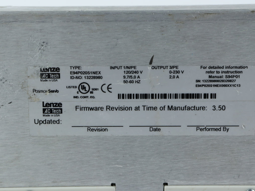 Lenze E94P020S1NEX控制器