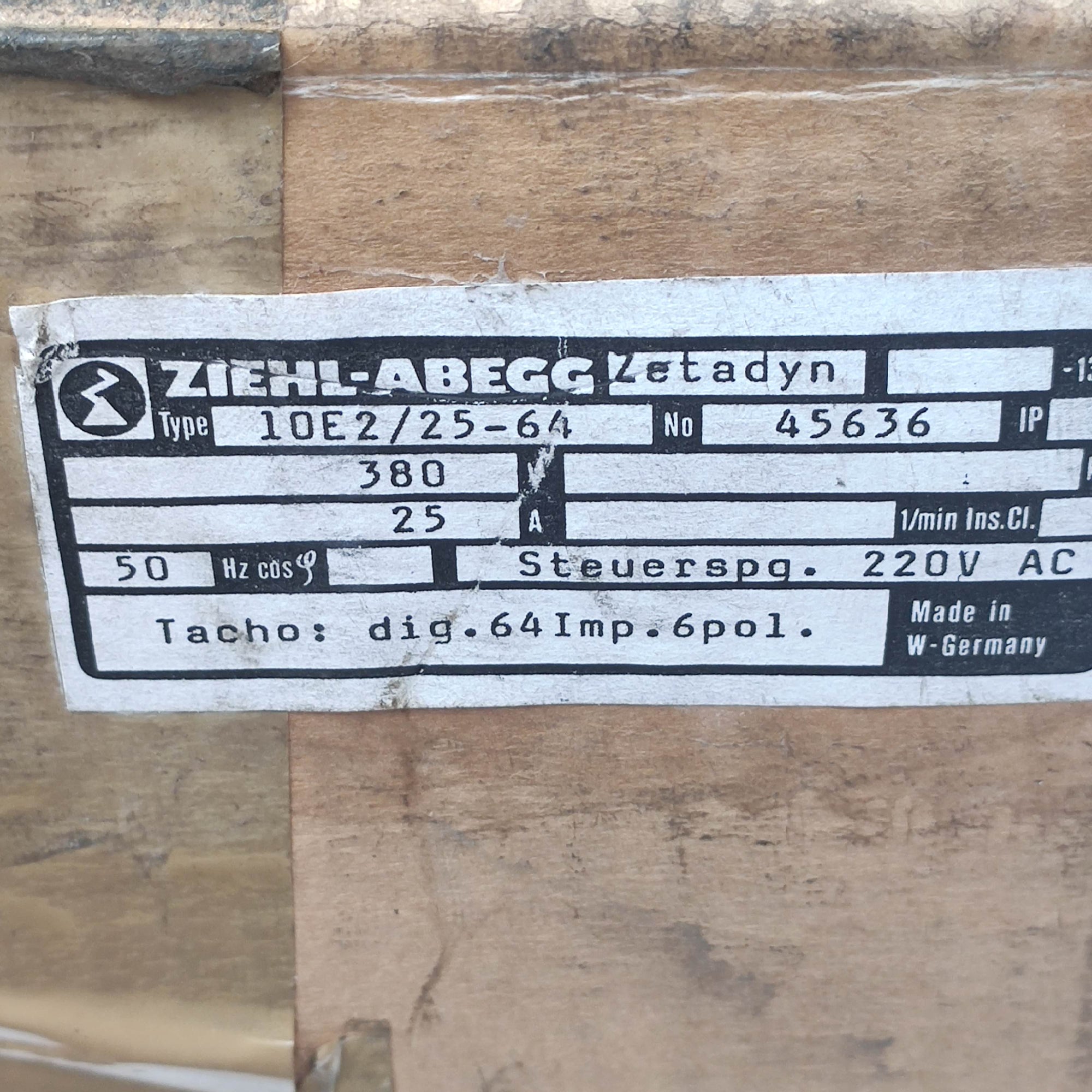 ZIEHL-ABEGG 10E2/25-64 速度調節器