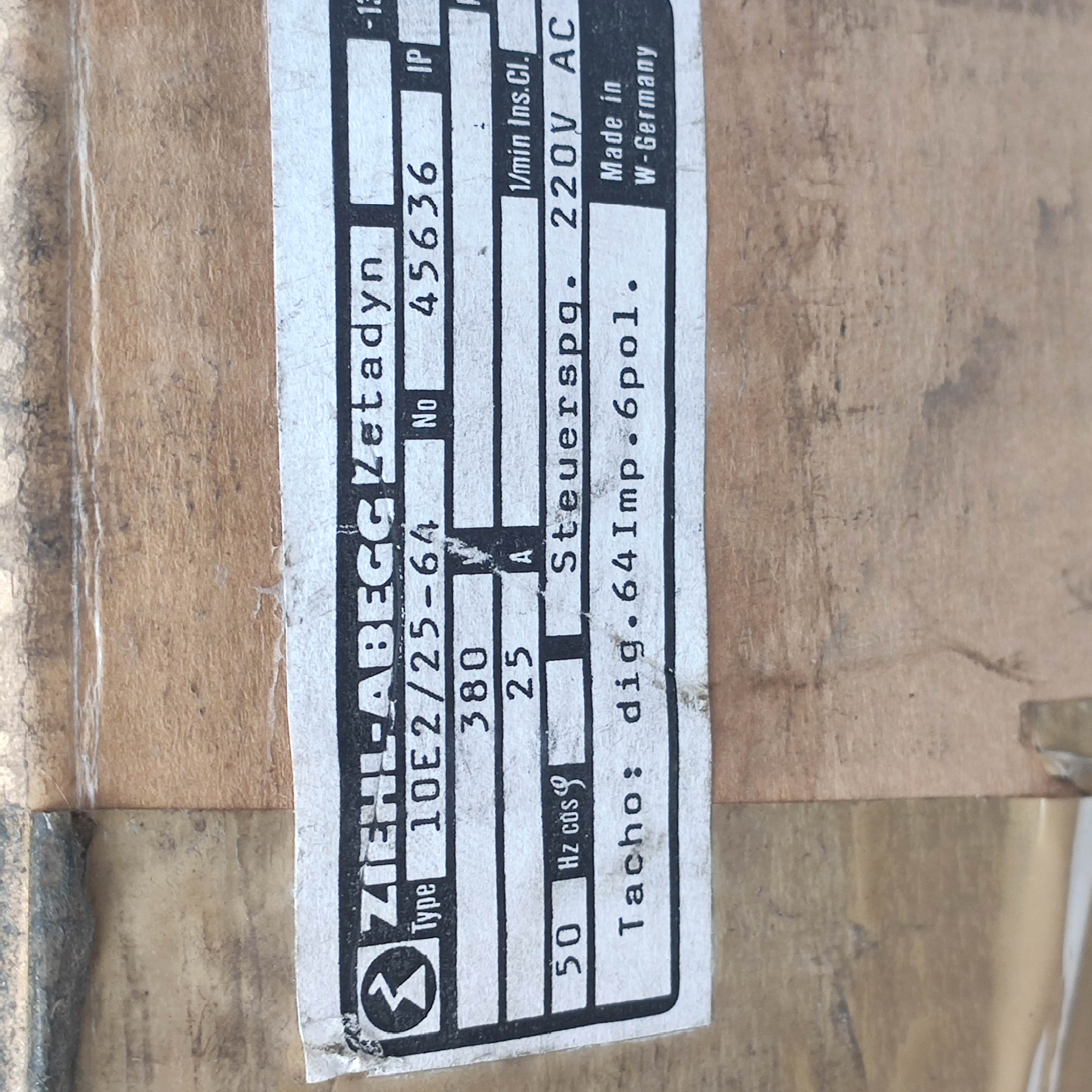 ZIEHL-ABEGG 10E2/25-64 Speed Regulator