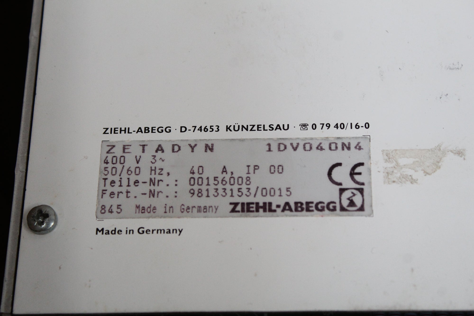 ZIEHL-ABEGG 1DV040N4 速度調節器