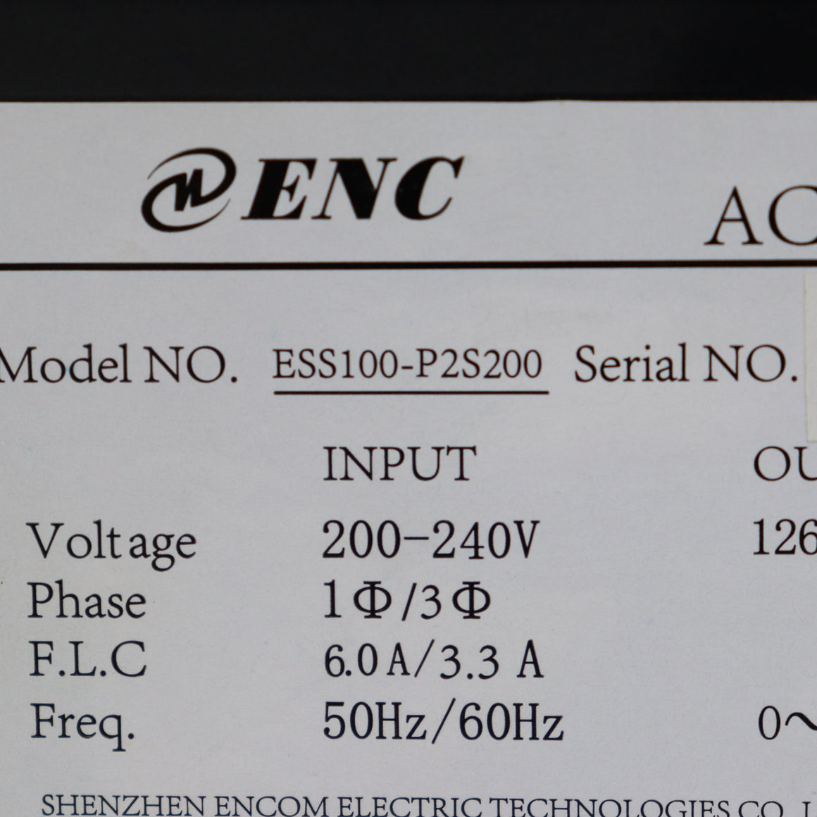 ENC ESS100-P2S200 servo driver - Rockss Automation
