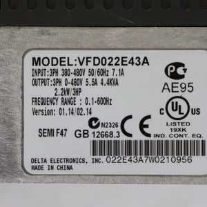 DELTA VFD022E43A 380V 2.2KW VFD-E Inverter