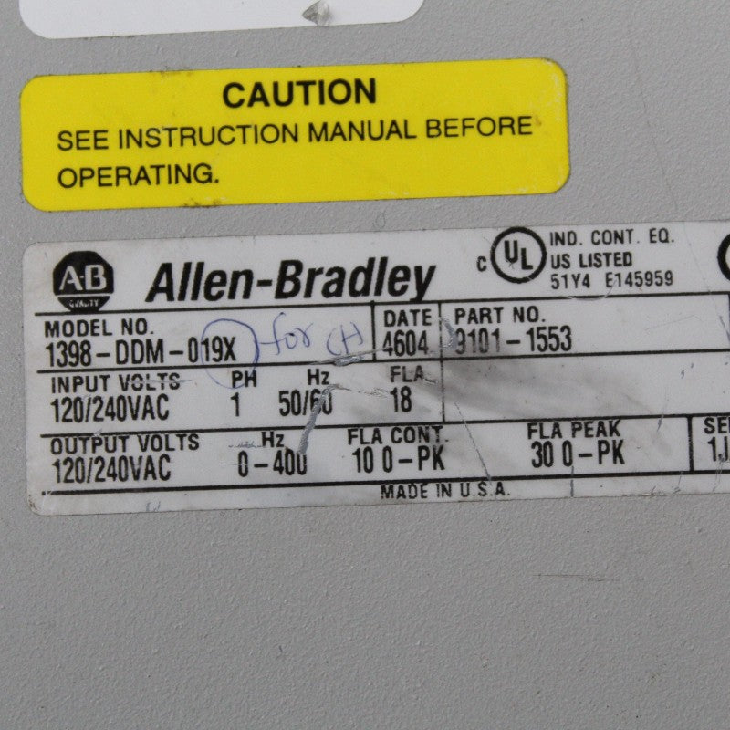 Allen Bradley 1398-DDM-019X 交流伺服驅動器 A系列