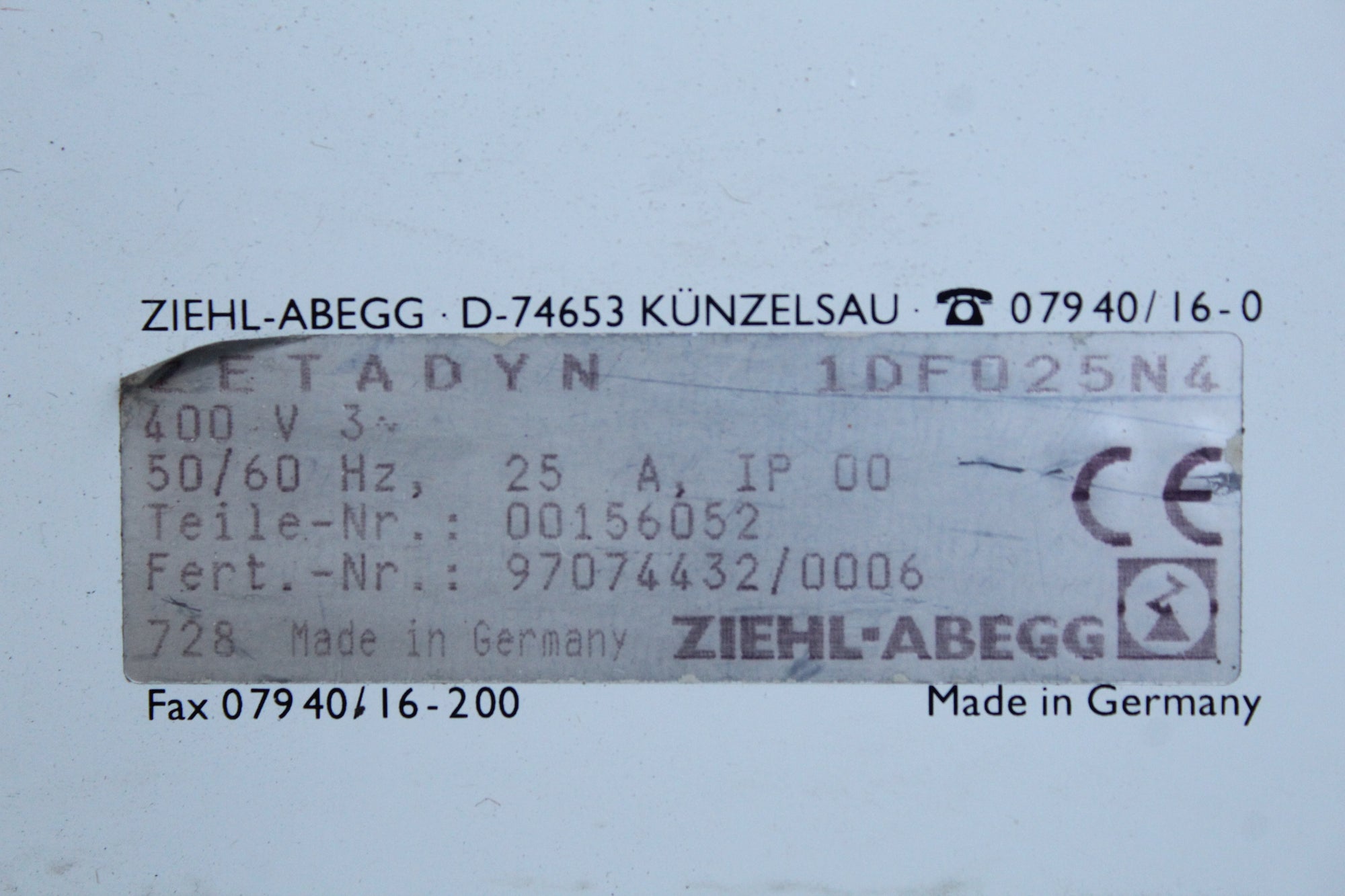 ZIEHL-ABEGG 1DF025N4 速度調節器
