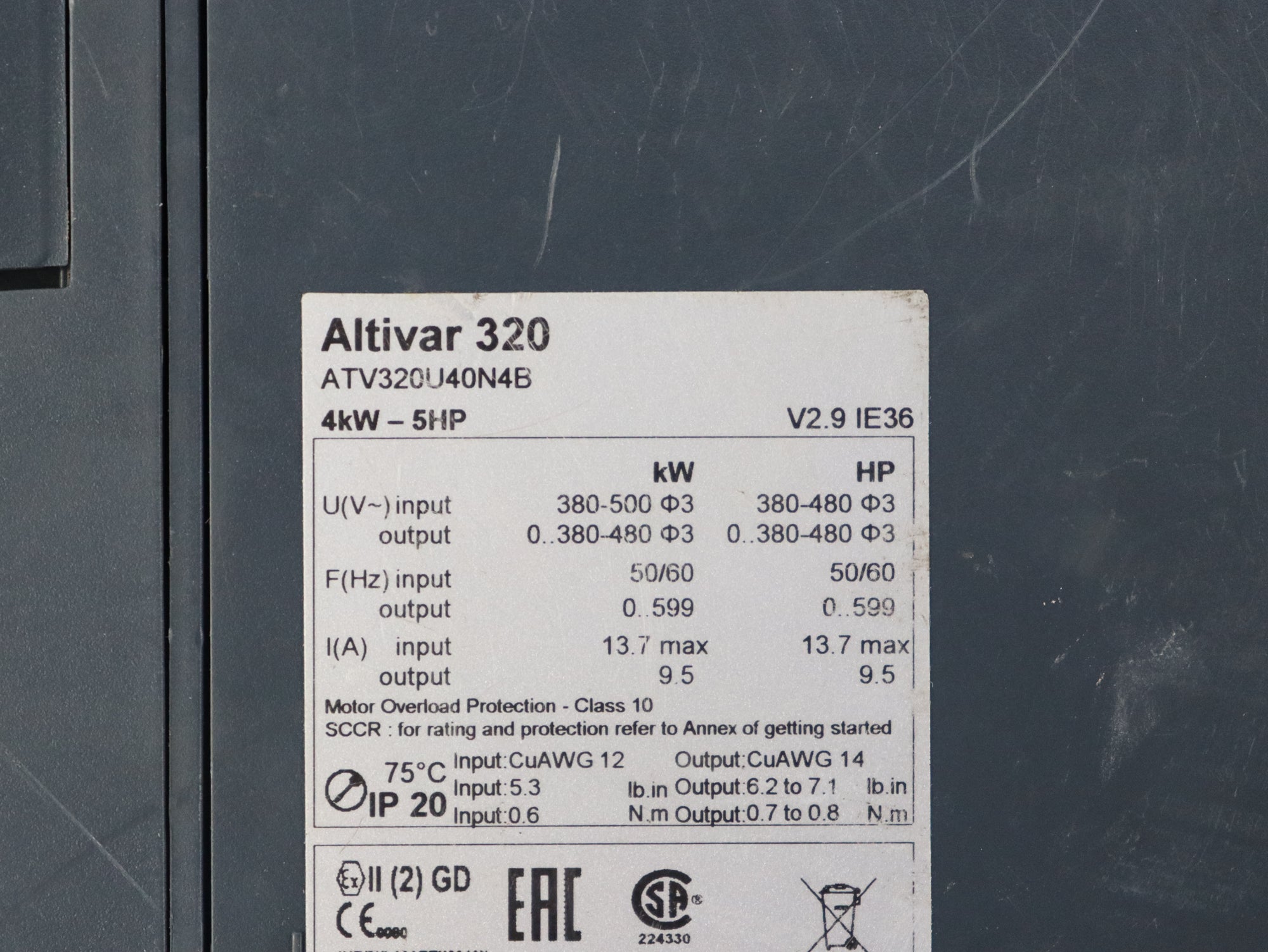 施耐德ATV320U40N4B變頻器