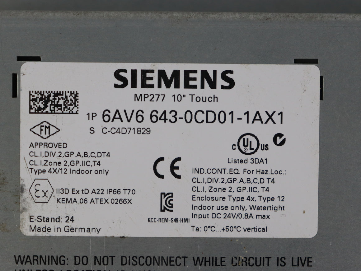 SIEMENS 6AV6643-0CD01-1AX1 Touch Screen - Rockss Automation