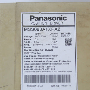 Panasonic MSS083A1XPA2 Position Driver