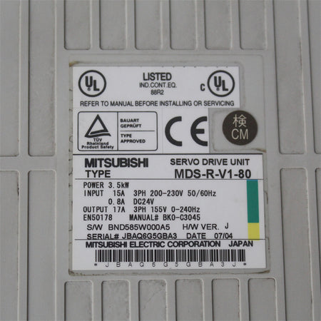 MITSUBISHI MDS-R-V1-80 Servo Driver - Rockss Automation