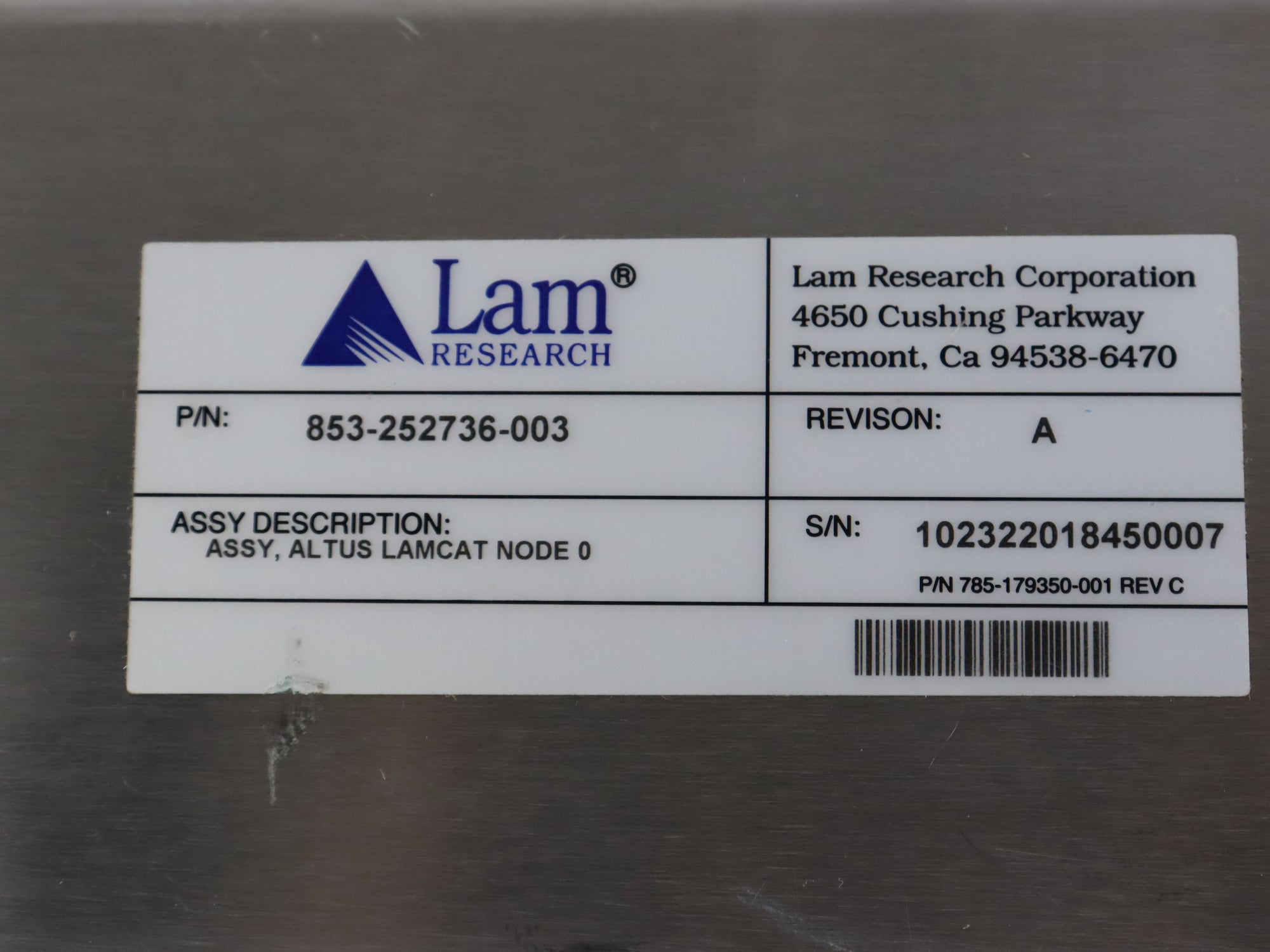 LAM Research 853-252736-003 Semiconductor Accessory
