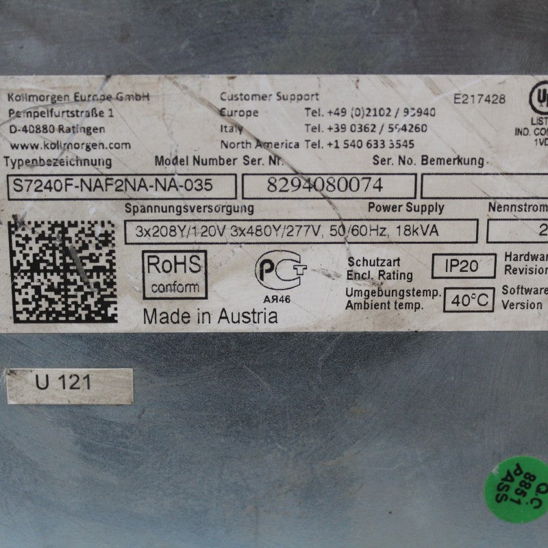 科爾摩根 S7240F-NAF2NA-NA-035 伺服驅動器 24A