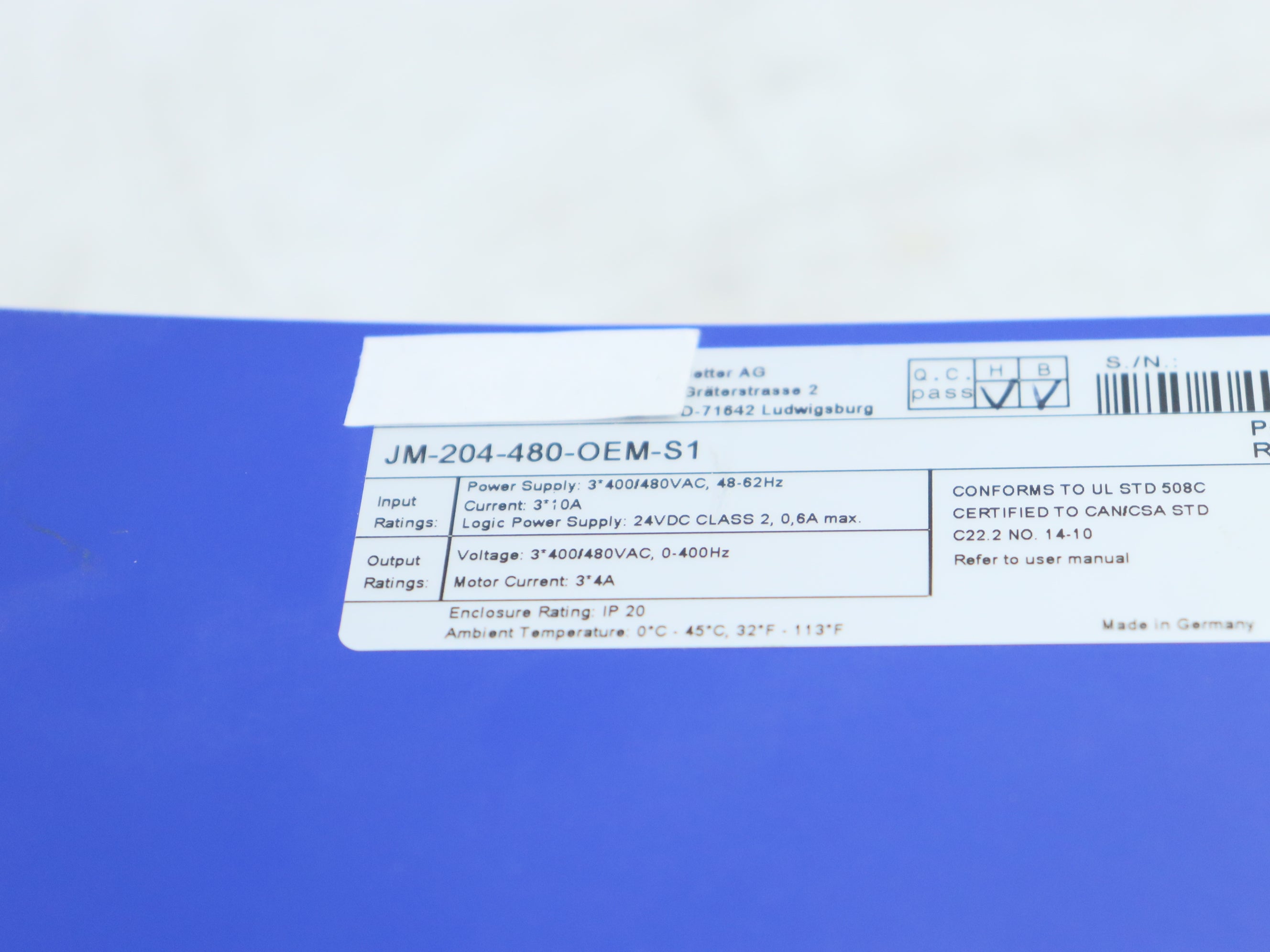 Jetter JM-204-480-OEM-S1 SERVO DRIVER