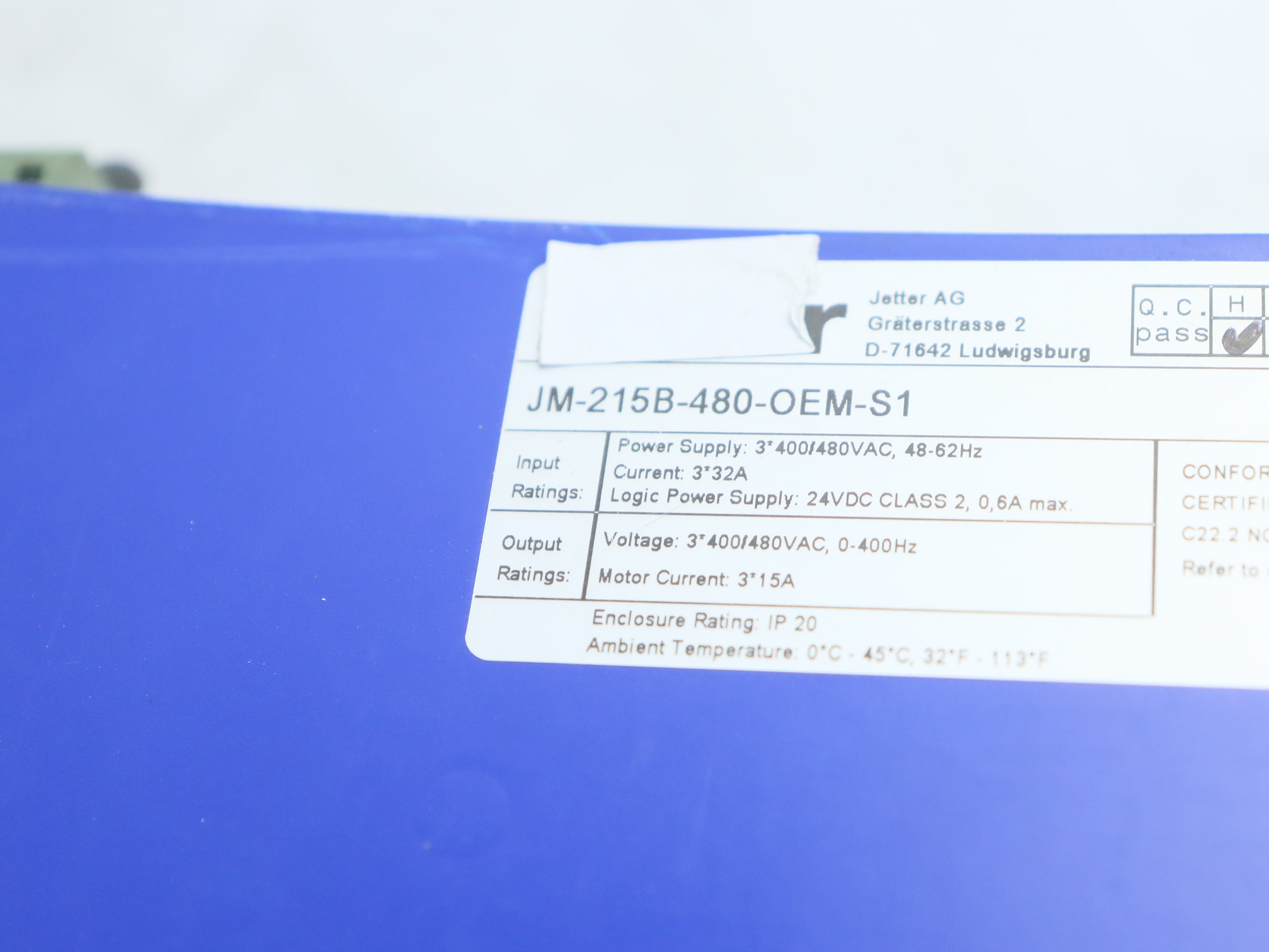 Jetter JM-215B-480-OEM-S1 SERVO DRIVER