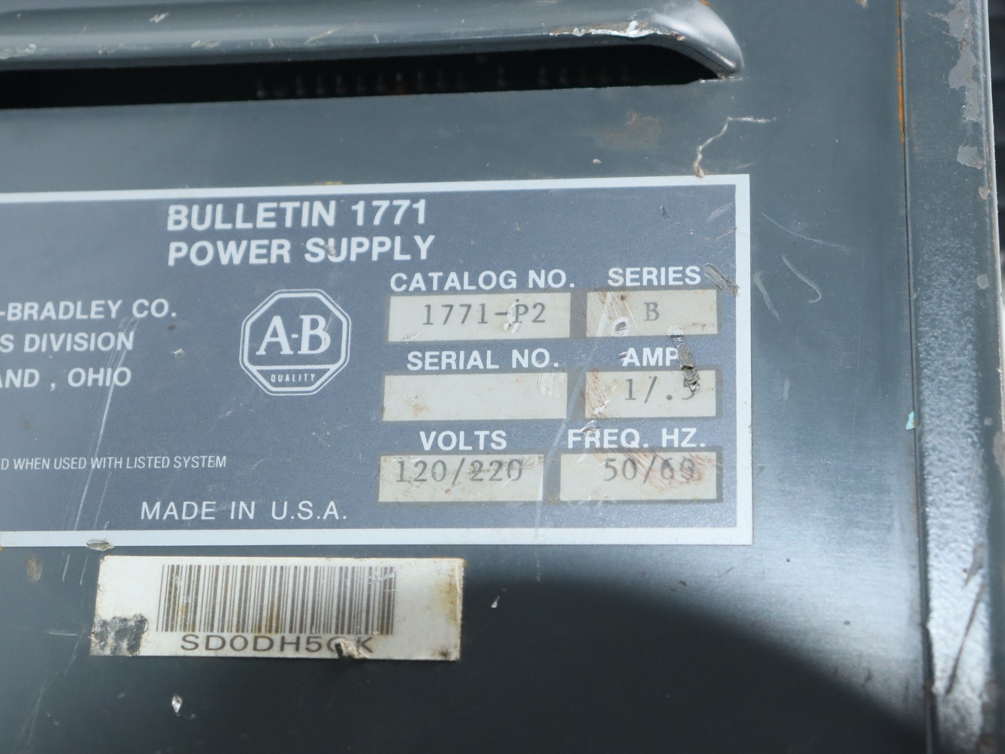 Allen-Bradley 1771-P2 Bulletin 電源 120-220/240 VAC