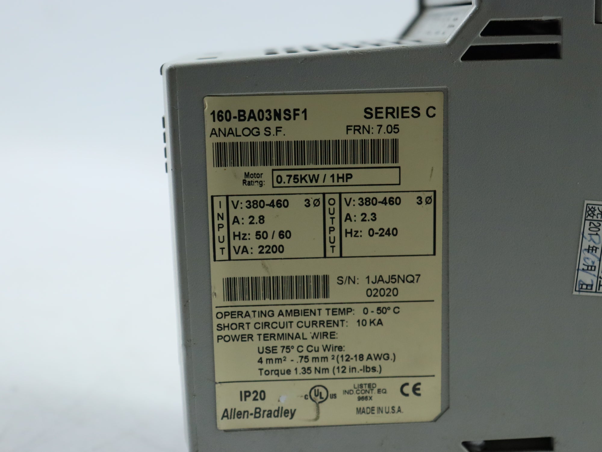 ALLEN BRADLEY 160-BA03NSF1 C系列變頻器