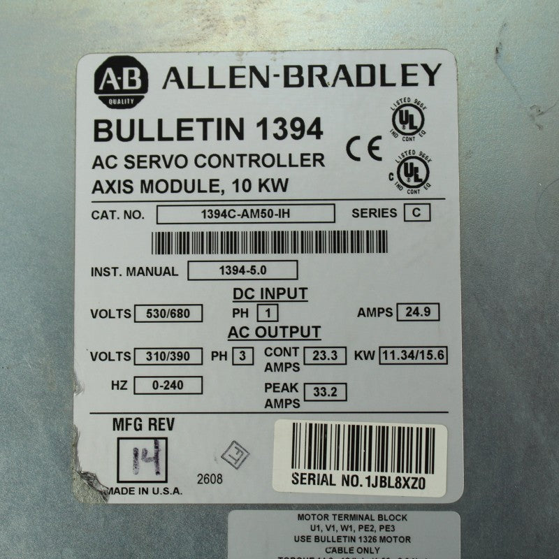 Allen Bradley 1394C-AM50-IH 交流伺服控制器軸模組 C 系列