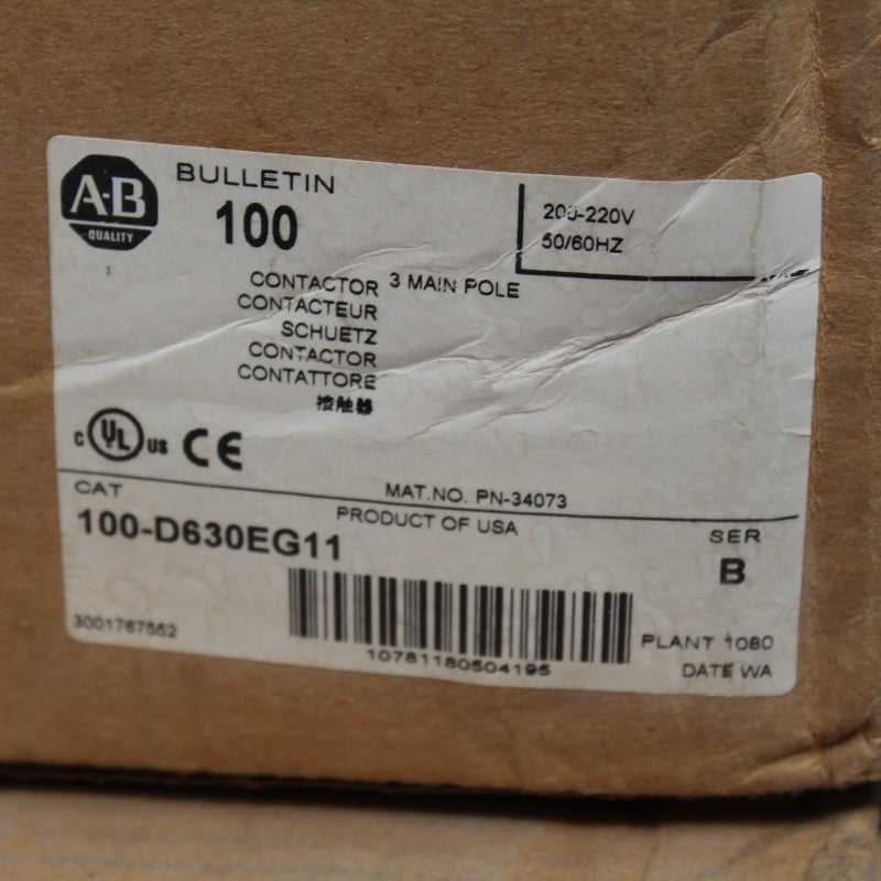 Allen Bradley 100-D630EG11 接觸器公告 100