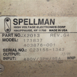 Spellman power supply 171837 403876-001