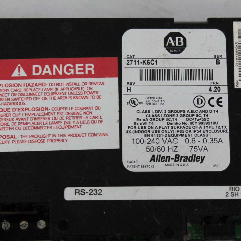 Allen Bradley 2711-K6C1 PanelView 600 操作員介面 SER B