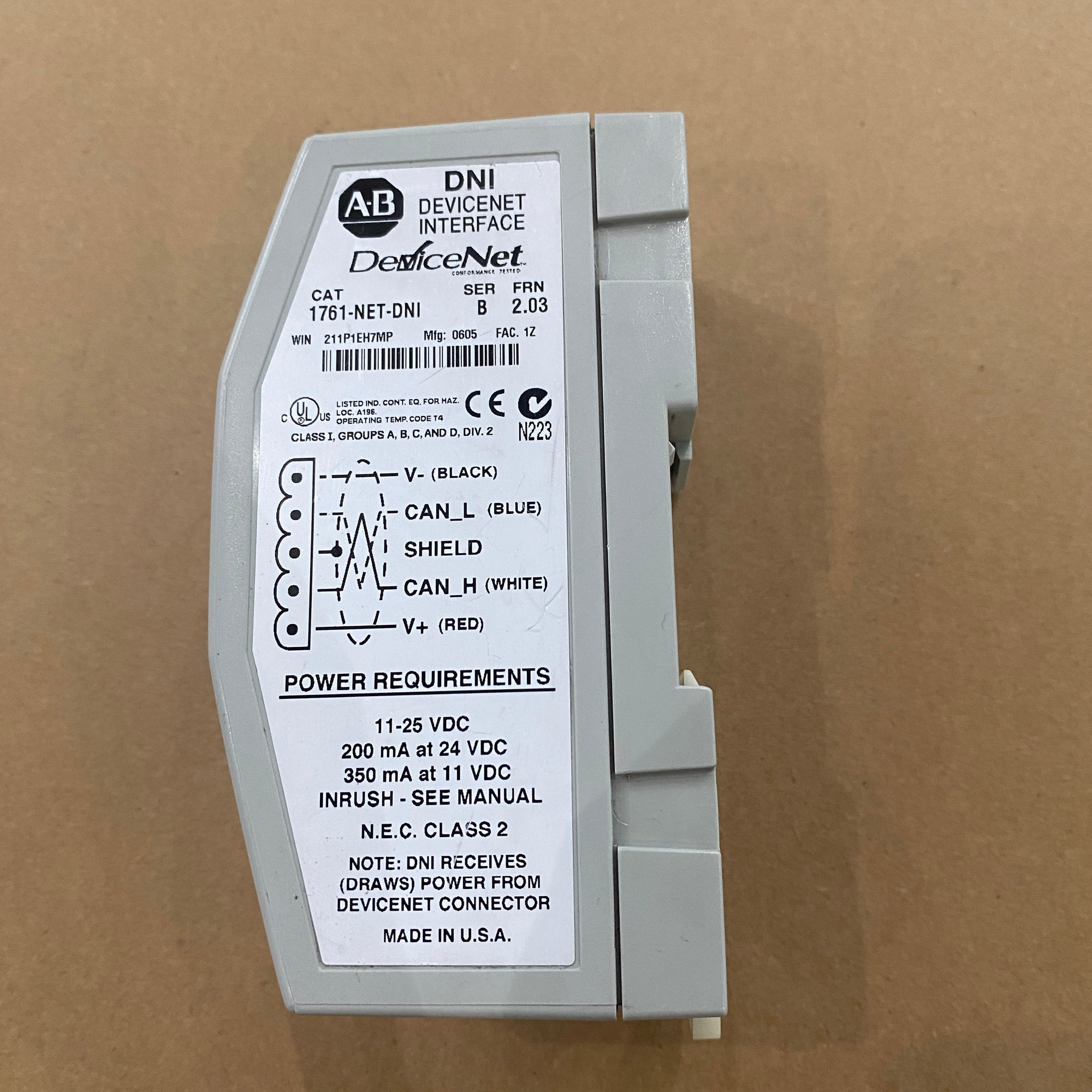 Allen Bradley 1761-NET-DNI DeviceNet介面模組