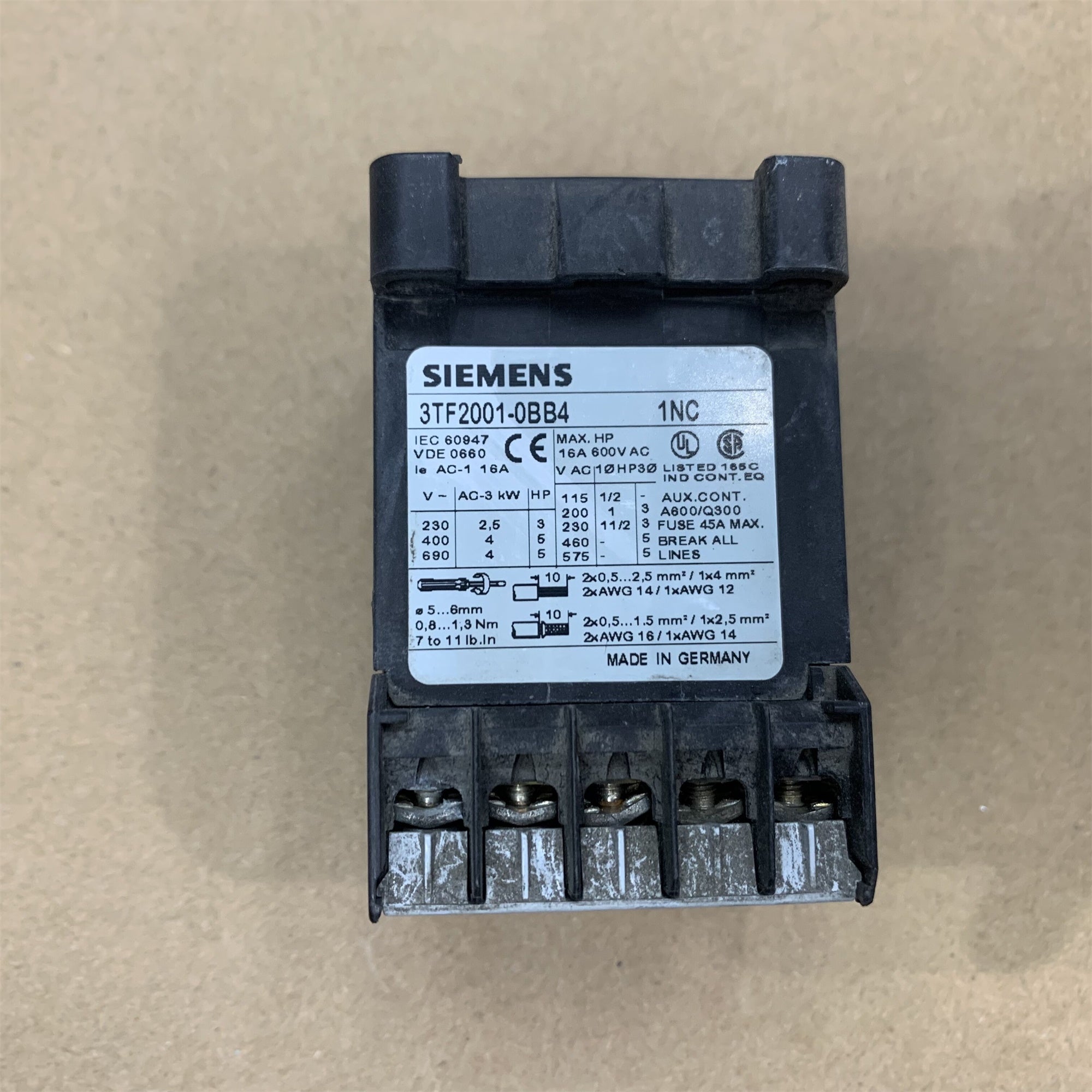 西門子 3TF2001-0BB4 接觸器 16A