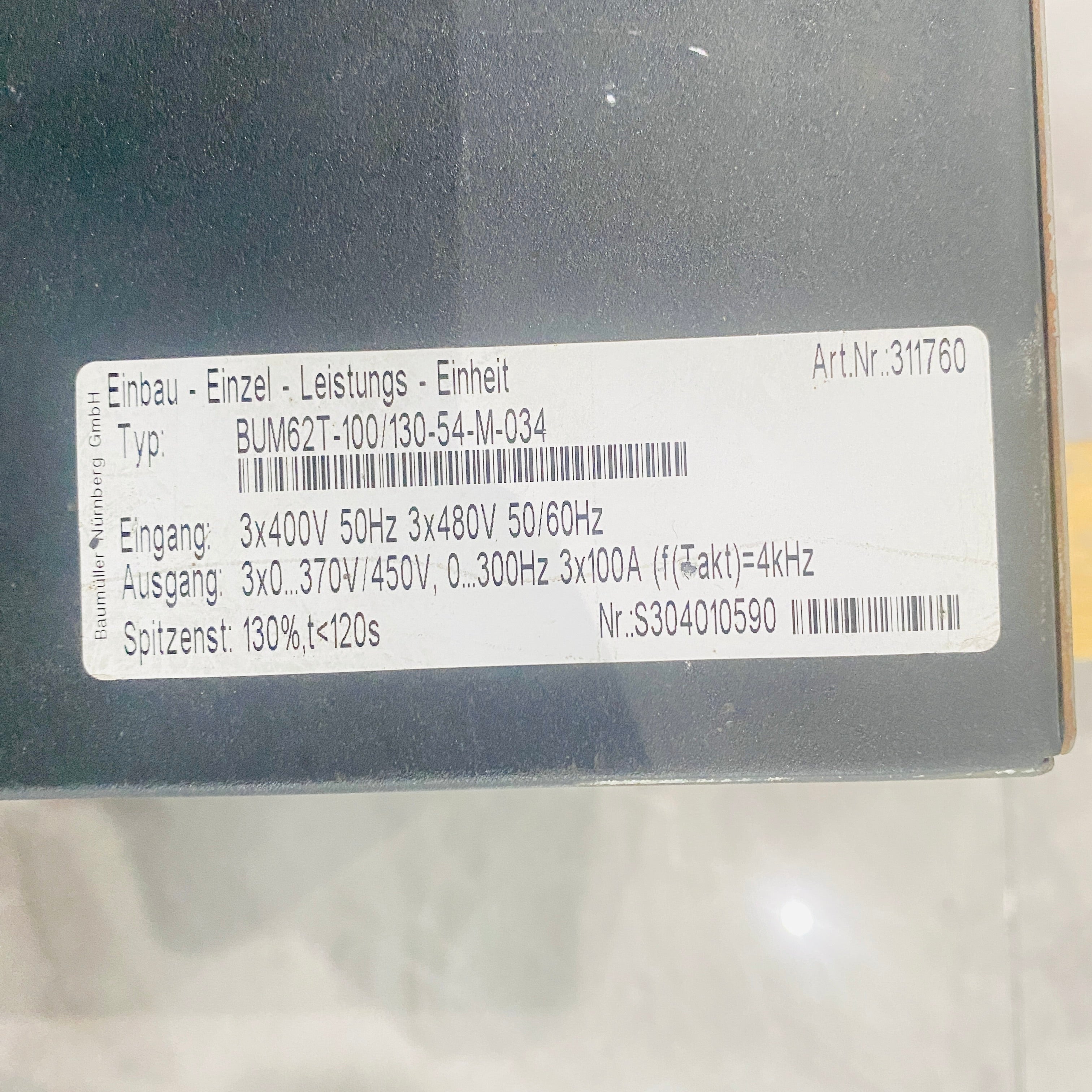 Baumuller BUM62T-100/130-54-M-034 SERVO DRIVE